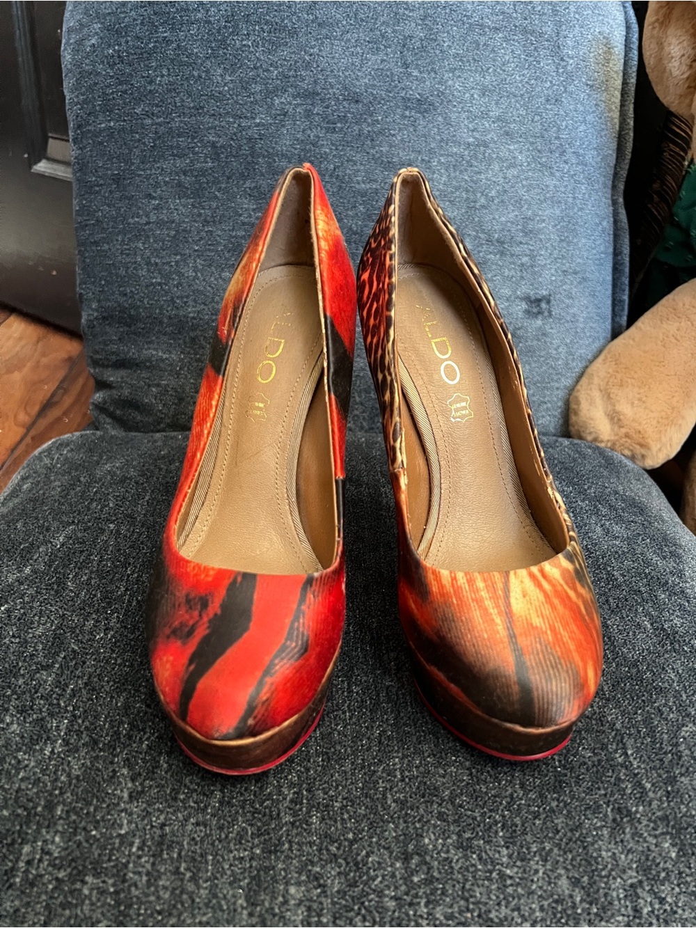 ALDO Red and Black Patterned Platform Pumps